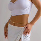 Salircon Minimalist multi-layer metal flat snake chain belly
