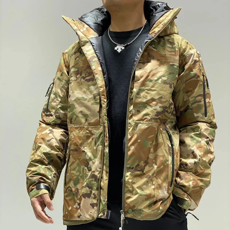 Thickened Men's Down Jackets Hooded Windproof Outdoor Warmth