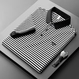 High-end Light Luxury Mercerized Short Sleeve Cotton Striped