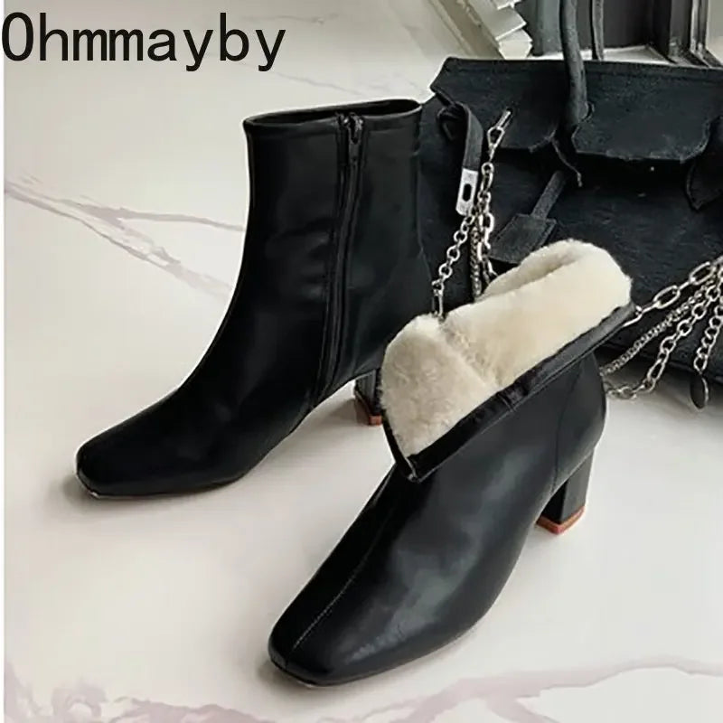 2024 Winter Warm Plush Women Ankle Boots Fashion