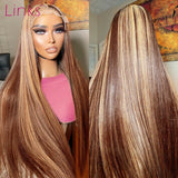 250% HD Highlight Bone Straight Lace Frontal Wig