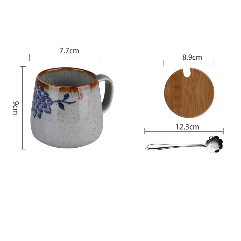 YWDL 380ml Japanese Retro Style Ceramic Coffe Mug