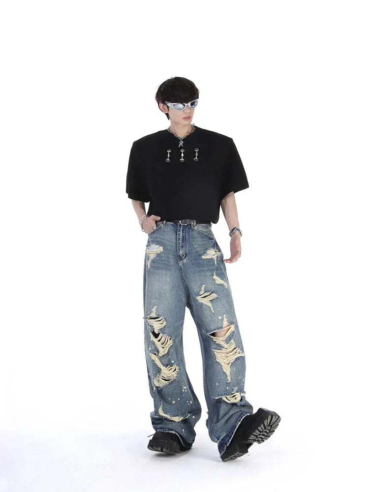 REDDACHIC Men's Torn Ripped Baggy Jeans Hiphop Loose