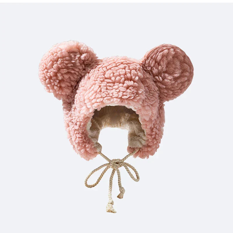 Autumn Winter Cute Pullover Earmuffs Warm Cap Bandage