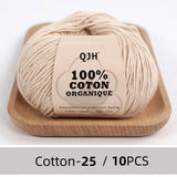 QJH 10PCS 100% Organic Cotton Yarn Pure/Mixed Color