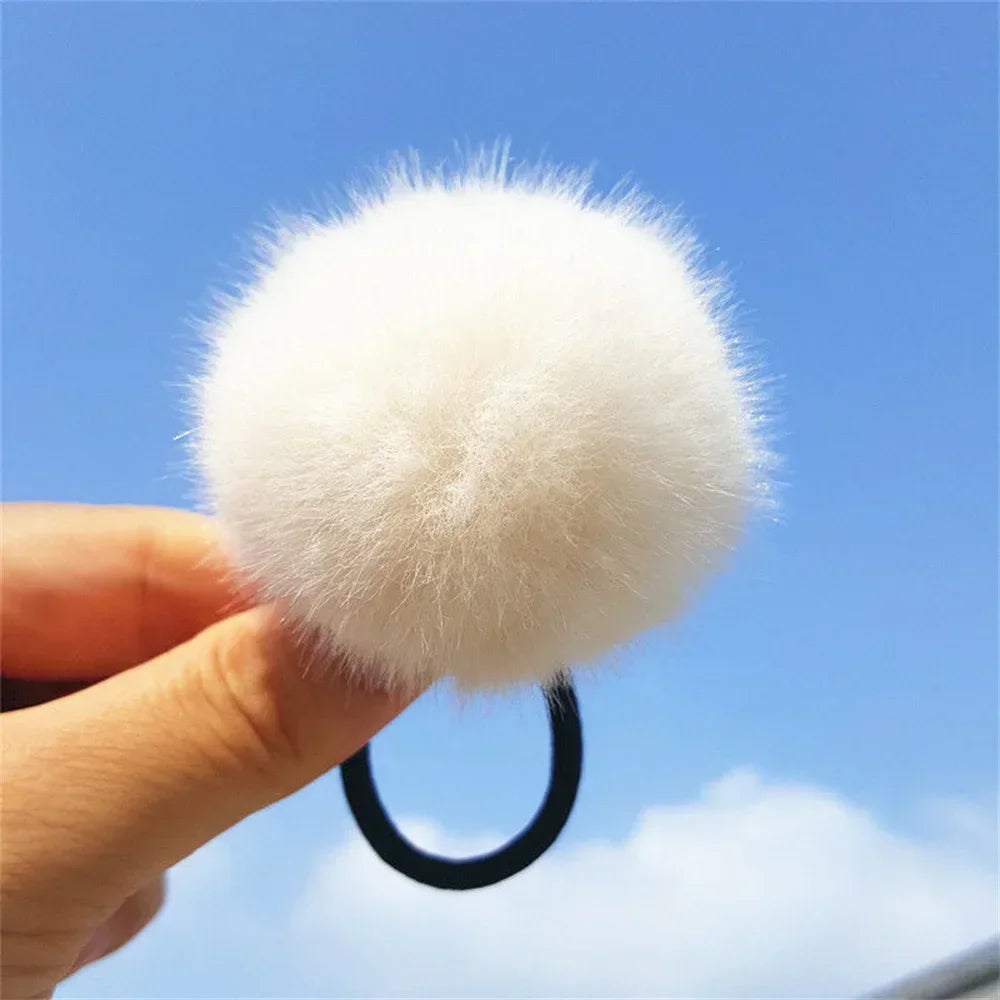 Cute Fur Ball Plush Hair Rope High Elastic