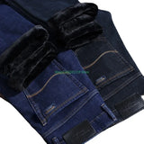 Winter Men's Jeans High Quality Thickened Warm Black