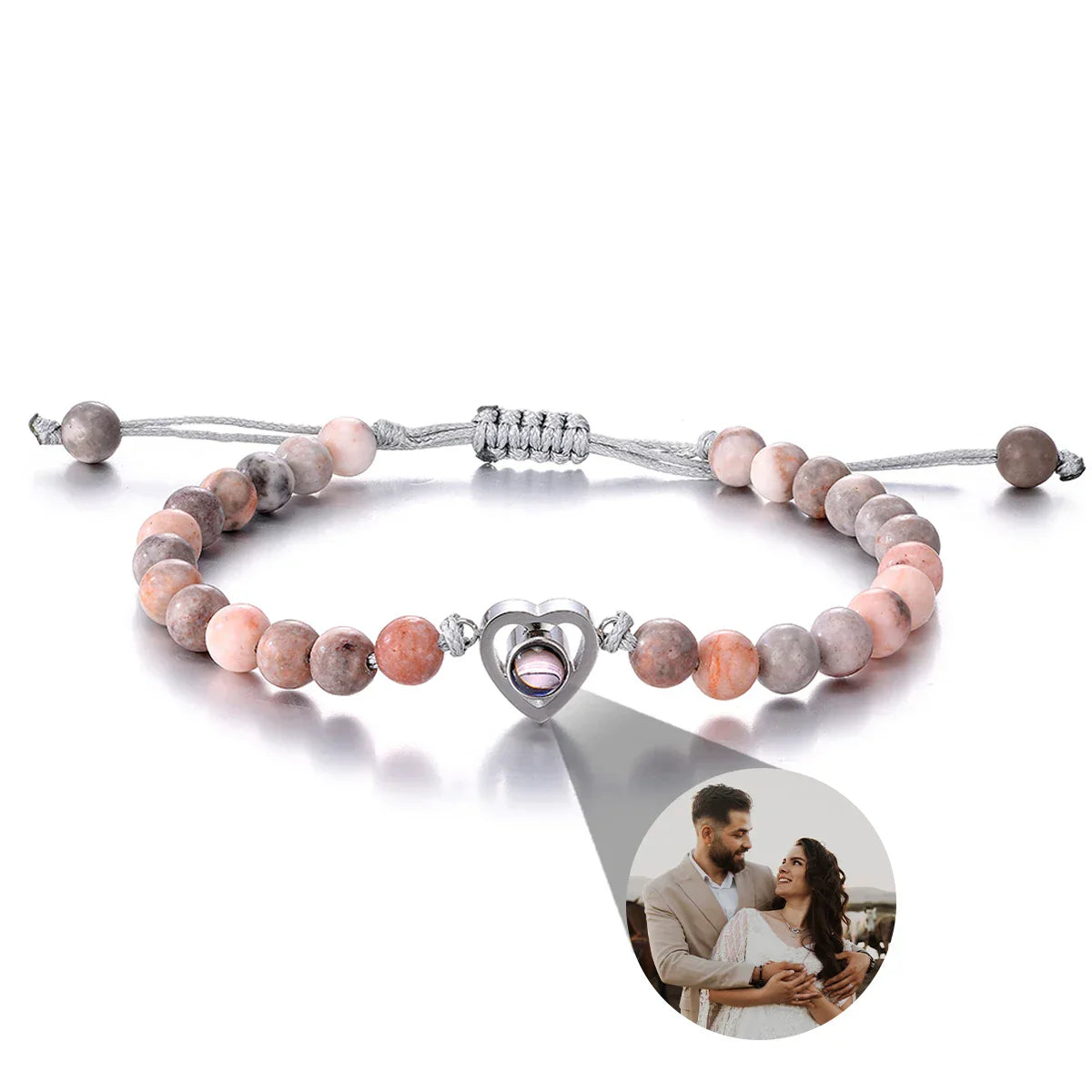 Custom Natural Stone Bracelet Personalized Photo Projection Bracelet