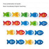Montessori Baby Wooden Magnetic Fishing Toys Letter Cognition