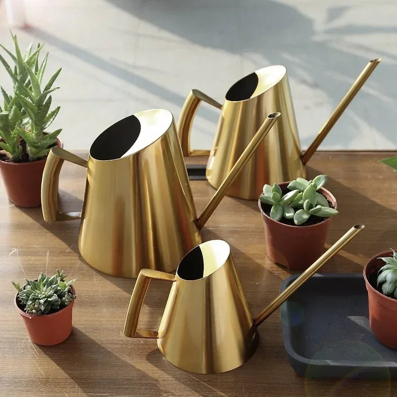 Stainless Steel Long Spout Watering Cans Golden Bronze
