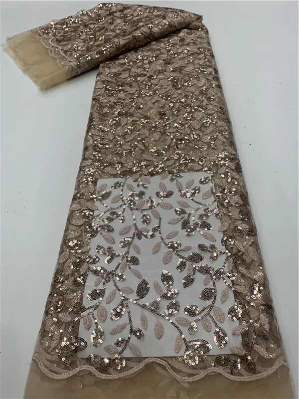 Green French Sequins Net Lace Fabric 2023 High