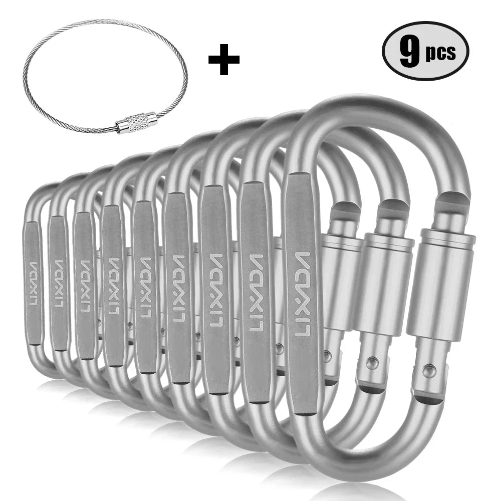 Lixada 9 Pack Aluminum Alloy D-ring Locking Carabiner