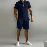 Summer New Solid Color Men's Sets High Street
