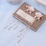 1pair Chinese Hanfu Hair Accessories Red Flower Hairpins