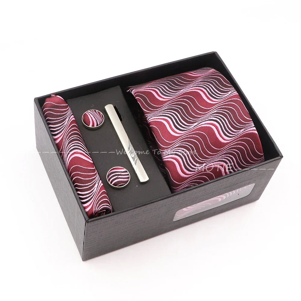 Gracefully Polyester Tie Set With Box Red Floral