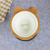 New High-end Pet Bowl Bamboo Shelf Ceramic Feeding