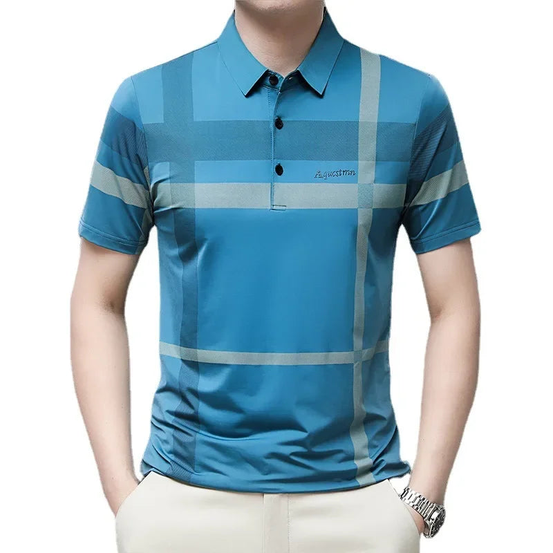 Fashion Polo Shirt Men Casual Stripe Polo T