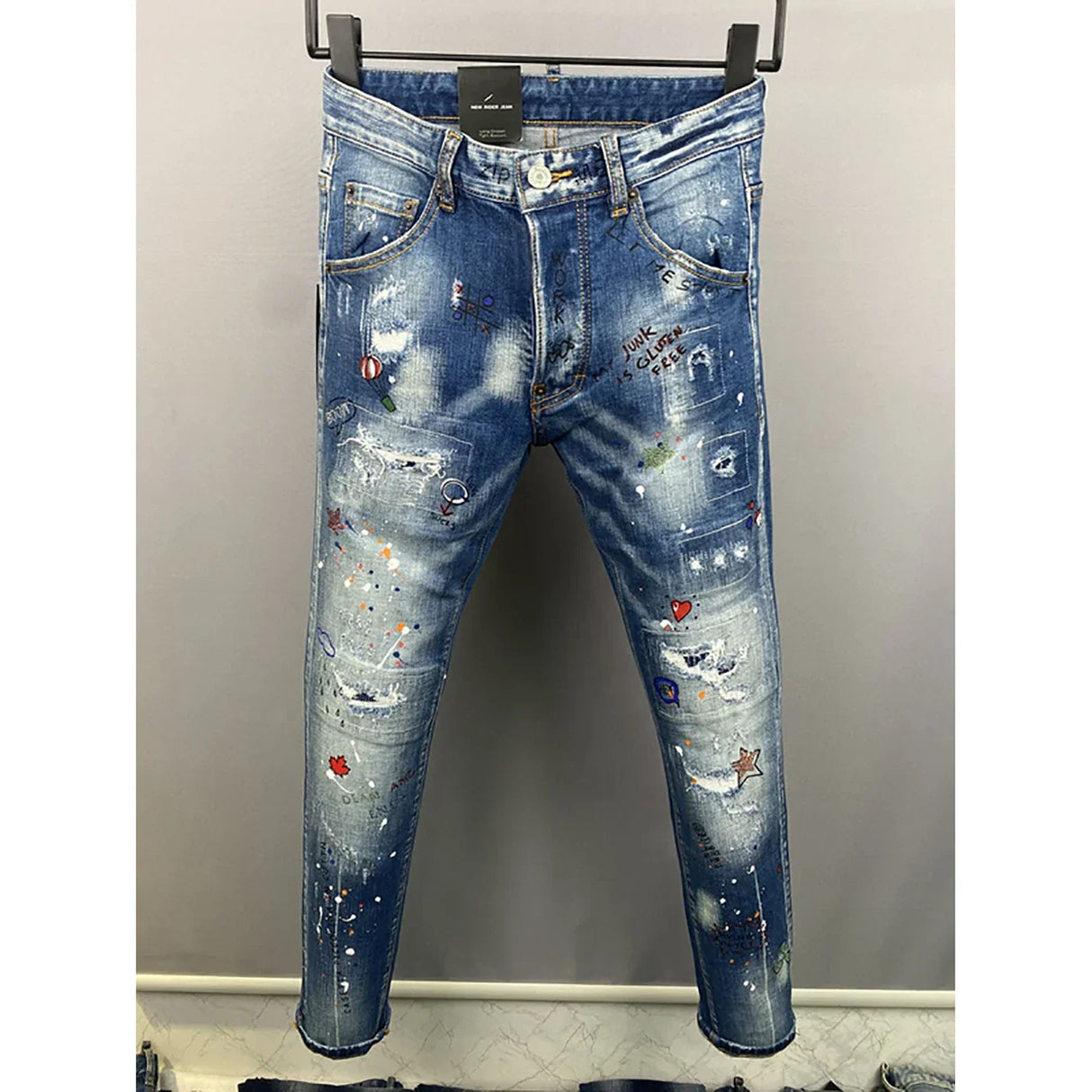 2024 Hot Men Jeans Denim Pants Hole Slim