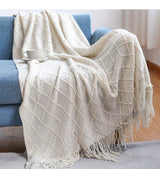 Boho Woven Throw Blanket with Tassels Jacquard Textured Boho Summer Cozy Farmhouse Throw Blankets Manta Para Sofá Yellow Khaki