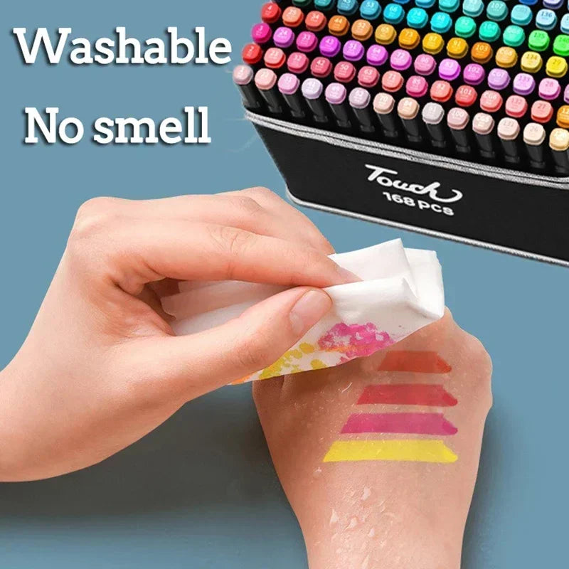 168 Color Marker Pen Set Manga Double-Headed Comic