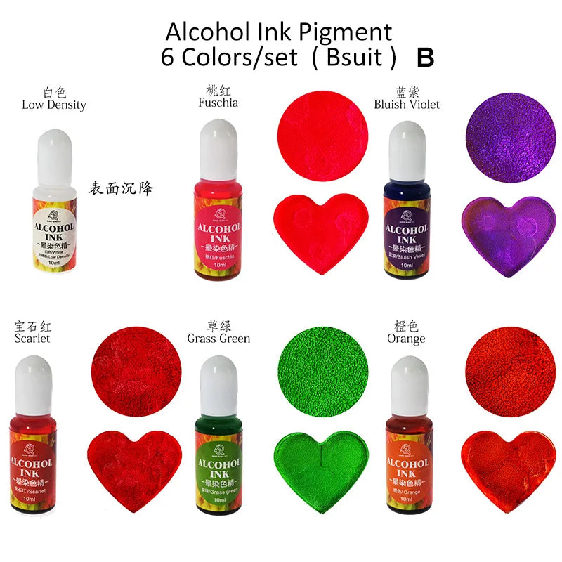 24Colors 10ml Alcohol Ink Set for AB Epoxy