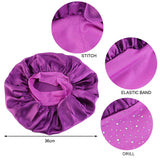 New Women Rhinestone Satin Silky Bonnet Elastic Band