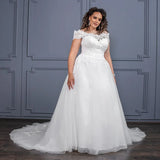 Elegant Wedding Dresses Plus Size Boat Neck Off