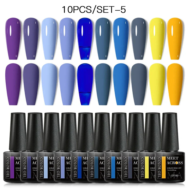 10Pcs Nude Glitter Gel Nail Polish Set Purple