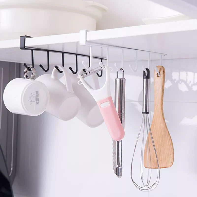 Iron 6 Hooks Storage Shelf Wardrobe Cabinet Metal