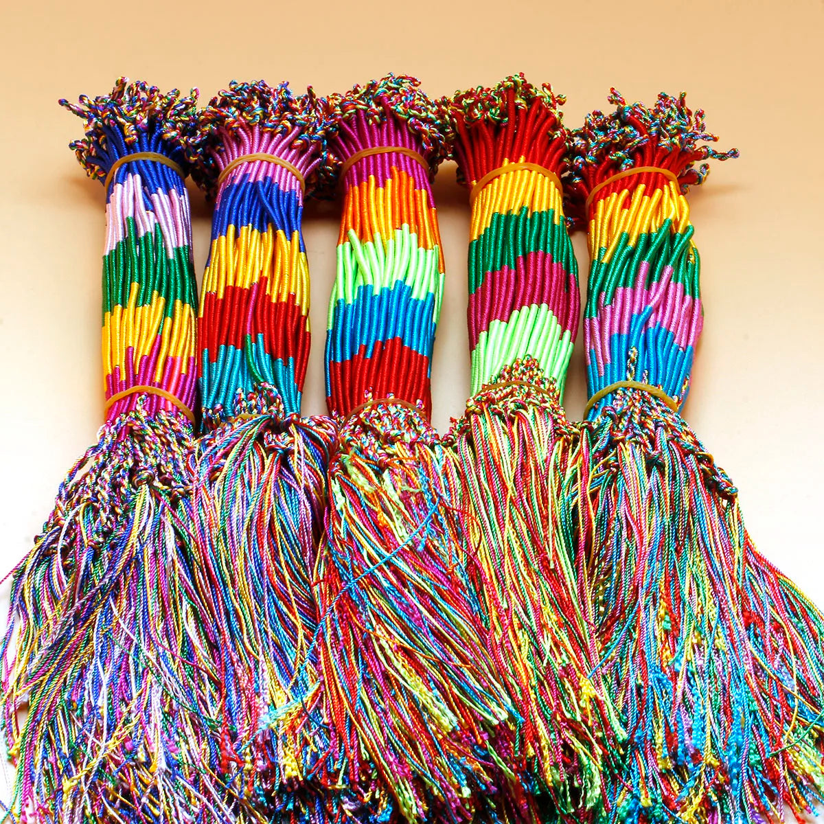 100Pcs/Set Bulk Wholesale Random Colorful Rope Rainbow Color