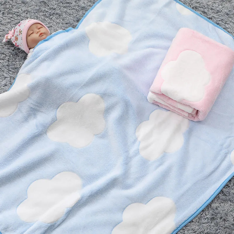 Baby Blankets Newborn 3D Clouds Print Flannel Baby