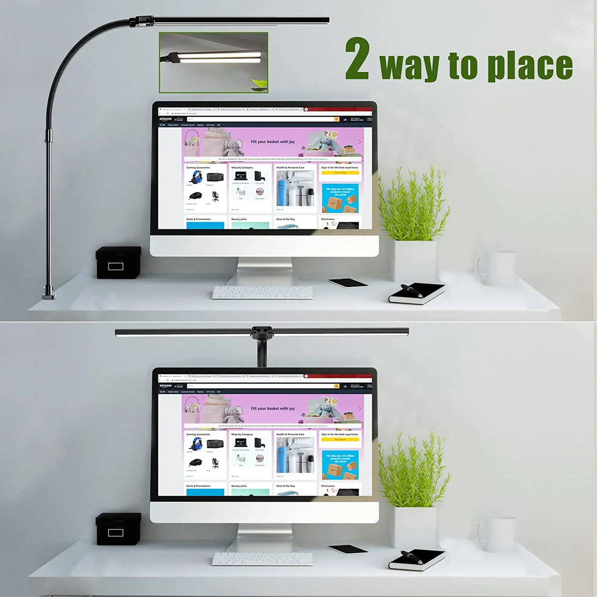 Double Head LED Clip Remote Control Desk Lamp
