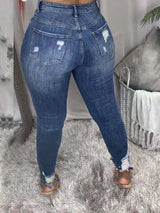 LW Plus Size Highwaisted Ripped Jeans Zipper Fly