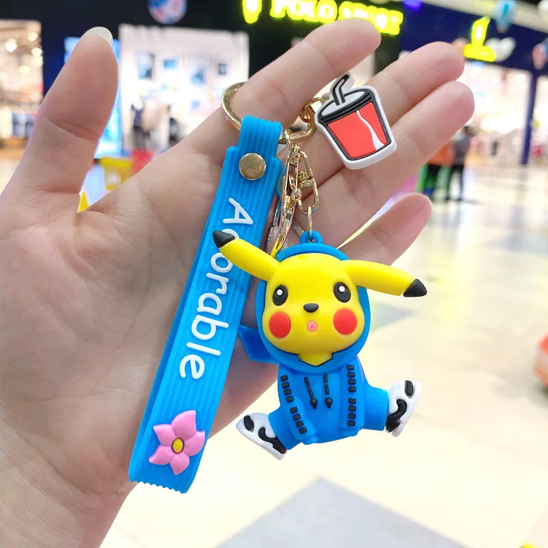 Pokemon Keychain Anime Figures Pikachu Cartoon Key Chain