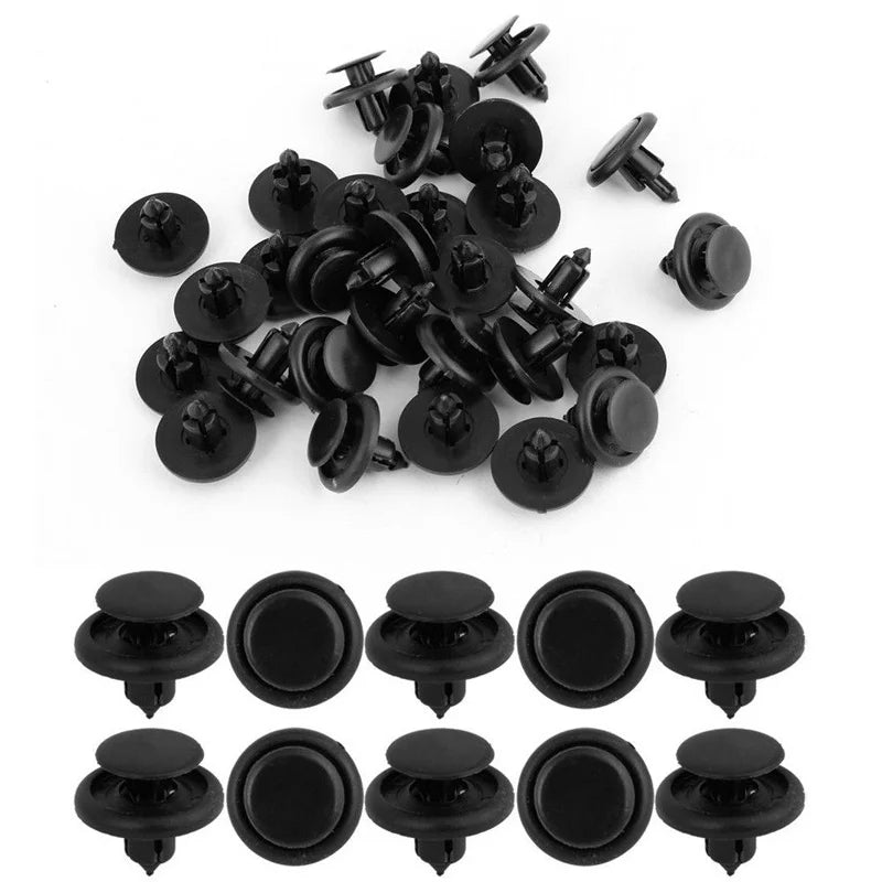 30pcs Diameter 7mm Black Plastic Auto Fasteners Rivets