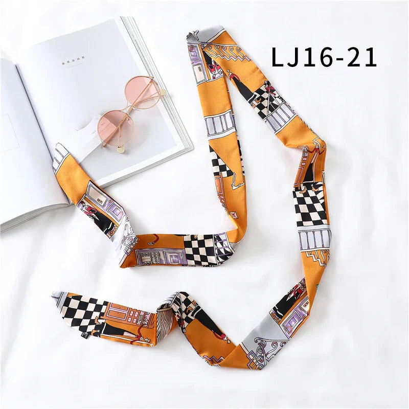 Long Silk Skinny Scarf Women Neck Hair Band