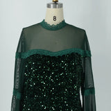Plus Size Evening Dresses Fashion Women Sequins Mesh