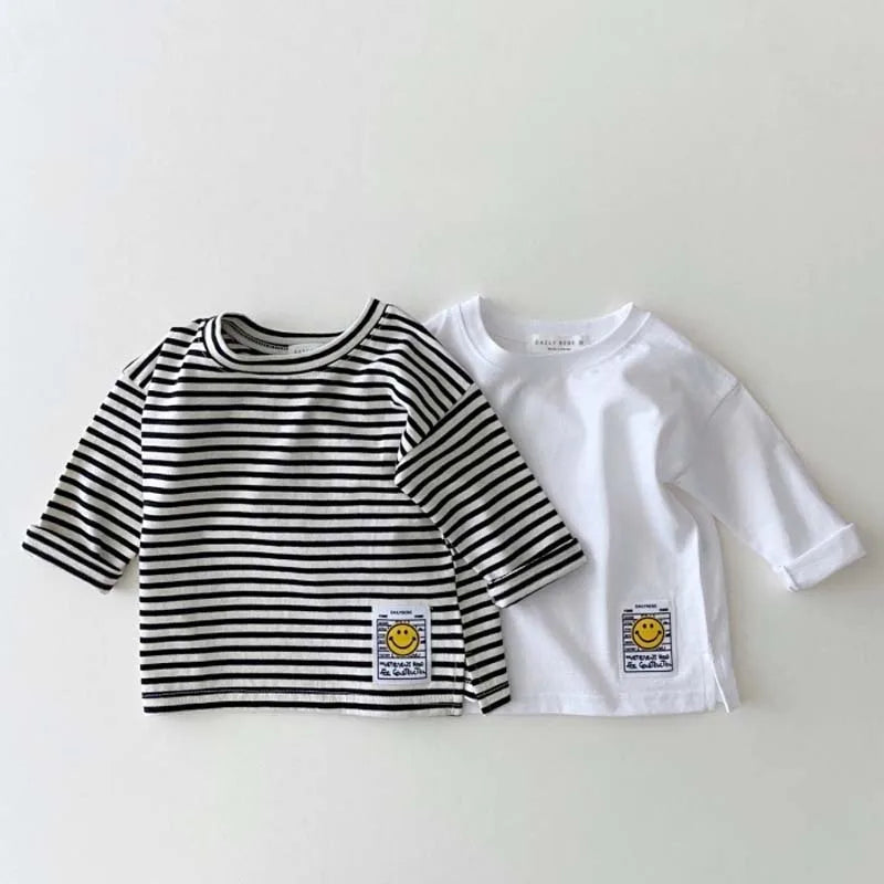 9297 Korean Ins Baby T Shirt Simple Smiling