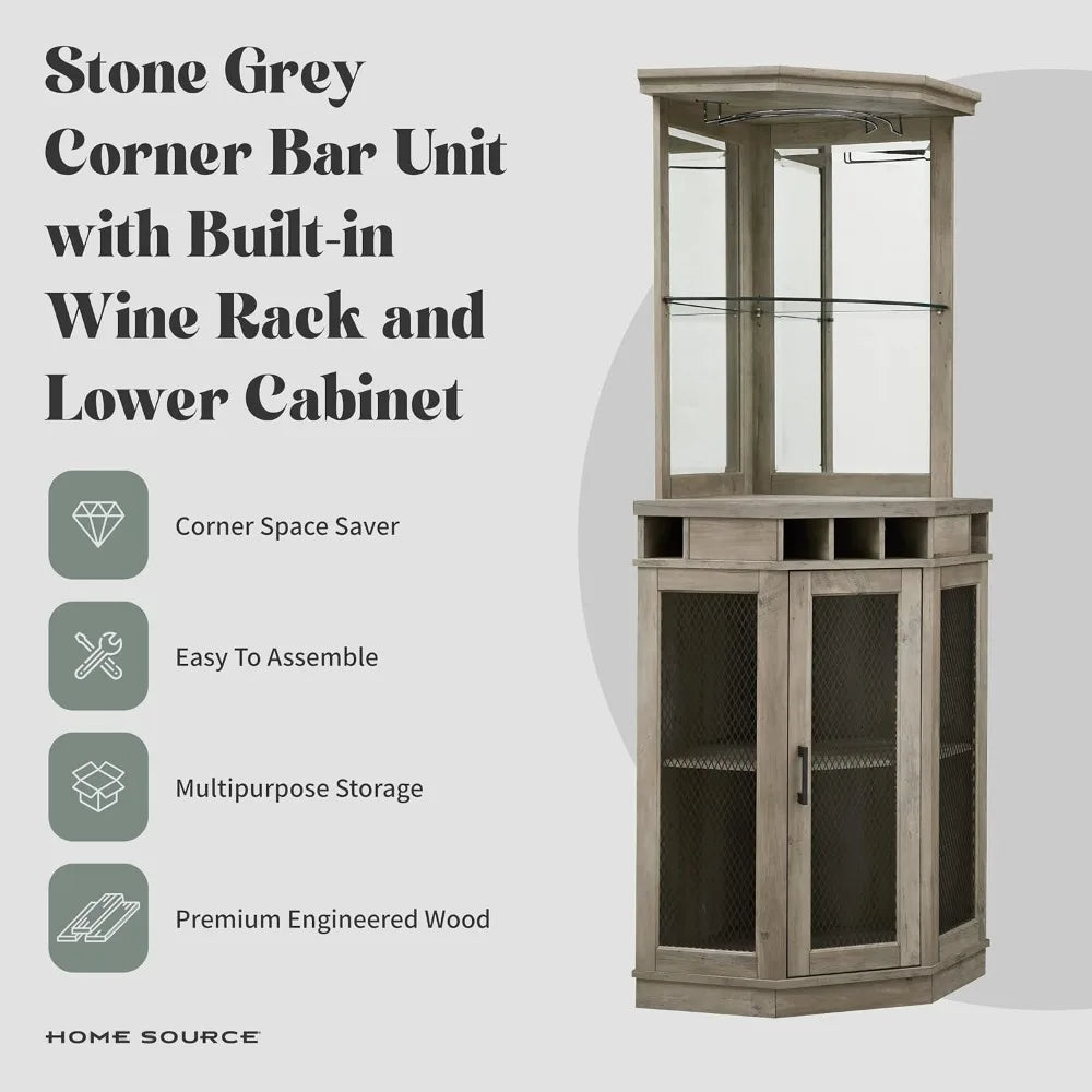 Stone Grey Corner Bar Unit 73"