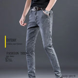 New Korean Style Luxury Brand Designer Streetwear Grey Stretchy Denim Pants for Men Casual Jeans Skinny Fashion Cowboy Trousers