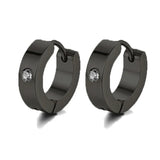 New Trendy Round Hoop Earrings Simple Zircon Stainless