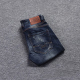 Italian Style Fashion Men Jeans Retro Dark Blue