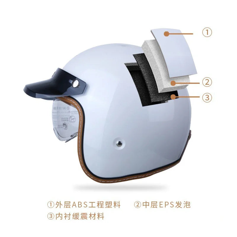 2023 Retro Open Face Motorcycle Helmet - Vintage Chopper DOT