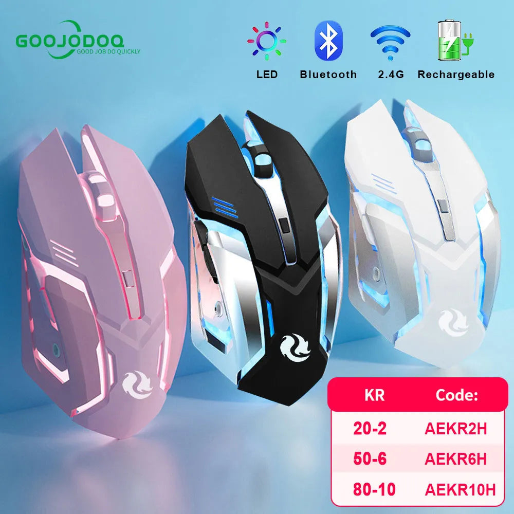 Gaming Mouse Rechargeable 2.4GWireless Bluetooth Mouse Mute Ergonomic