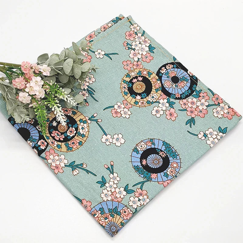 70x7090x90cm Japanese Handkerchief Furoshiki Double Side Floral Print