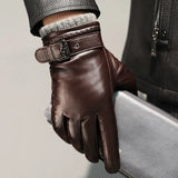 Men's Genuine Leather Sheepskin Gloves Winter Cold Warm