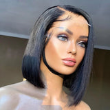 Brazilian Short Bob Wigs Bone Straight Wig 13x4