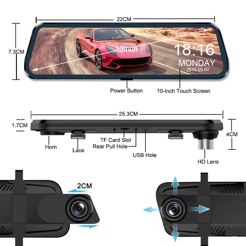 Mirror Camera for Car Touch Screen Video Recorder