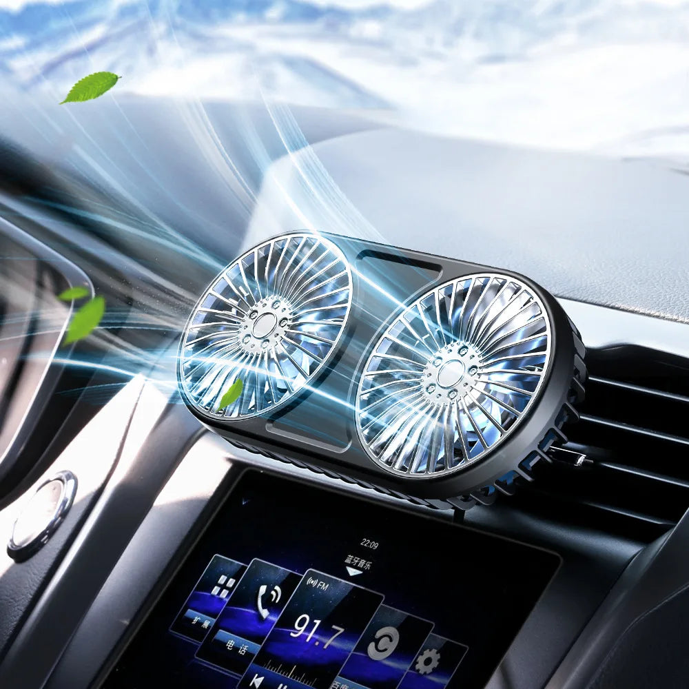 Car Fan New Dualhead USB Electric Fan Multifunction