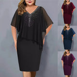 Plus Size Summer Fashion Chiffon Hot Diamond Dress